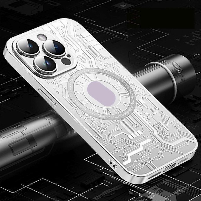 for iPhone 15 Pro Max/15 Ultra Magnetic Case Compatible with MagSafe, Circuit Mechanical Gear Pattern Thin Cool Case 15 Pro Max/15 Ultra