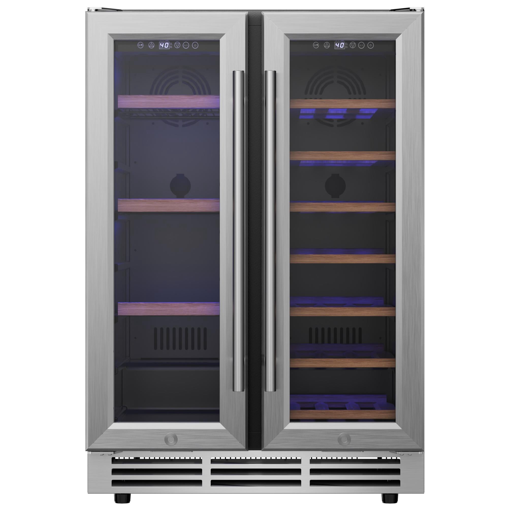 Simzlife 24" Dual Zone Beverage Refrigerator  up to 21 Bottles & 88 Cans,Built-in Wine Fridge for Home/Bar/Office