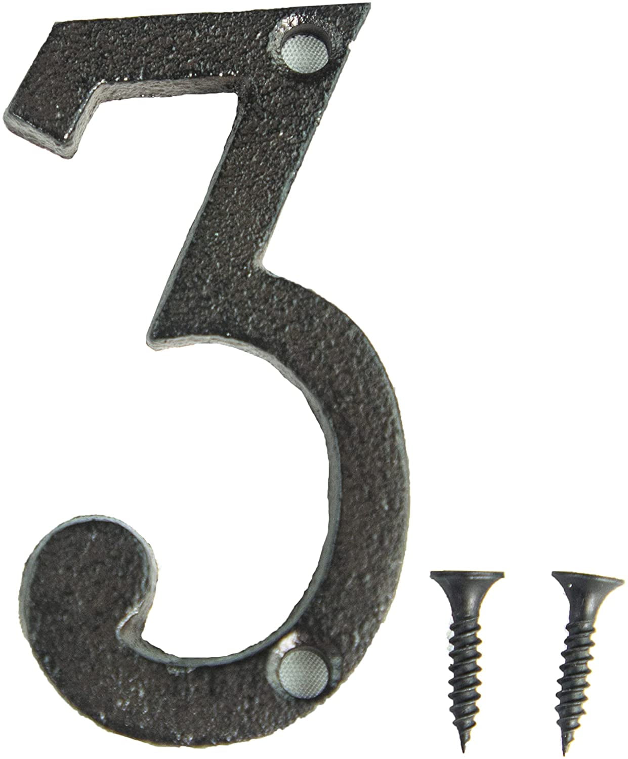 Rustic Cast Iron Address House Number Lettering 3 x 1.5 Inch (Number 3) Mounting Hardware Included 1pc