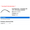 thumbnail image 2 of Front Brake Hose - Compatible with 1971, 1973 Pontiac Grandville, 2 of 2