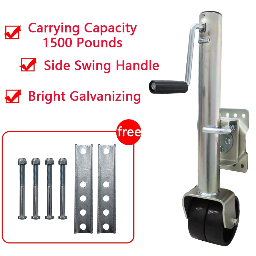 1500lb RV Trailer Jack 6” 2 Wheels Yacht Trailer Stand Guide Wheel Jack Lifting Height 9.8"