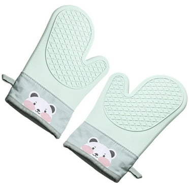Insulated Thick Gloves Silicone Pot Holder Pattern Oven Holders Hot Mitts for Kitchen Washable Bakeware Cotton