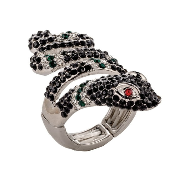 Spiral Wrap Crystal Snake Vintage Chunky Cluster Rhinestone Stretch Statement Cocktail Rings for Women