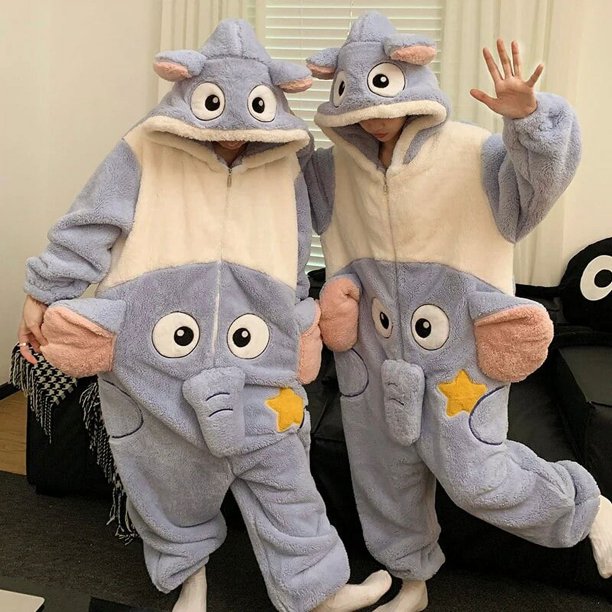 Kigurumis-Pijama de terciopelo Coral con capucha para hombre y mujer, ropa de dormir de una pieza con diseño de Panda, monos gruesos y cálidos para parejas, para amantes del invierno