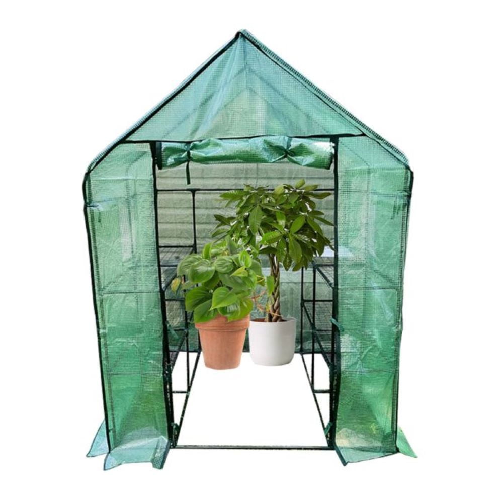 Garden Winds Custom Fit Replacement Cover Compatible with The Ohuhu 4.8' x 4.8' Portable Walk In Instant Pop Up Greenhouse Zipper Entry Door Mesh Side Windows - PE Fabric - Green