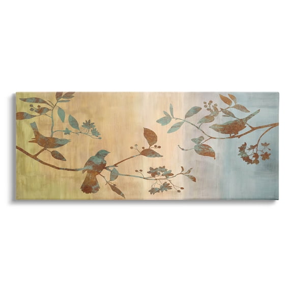 Boho Birds Perched Branches Botanical & Floral Graphic Art Gallery Wrapped Canvas Print Wall Art