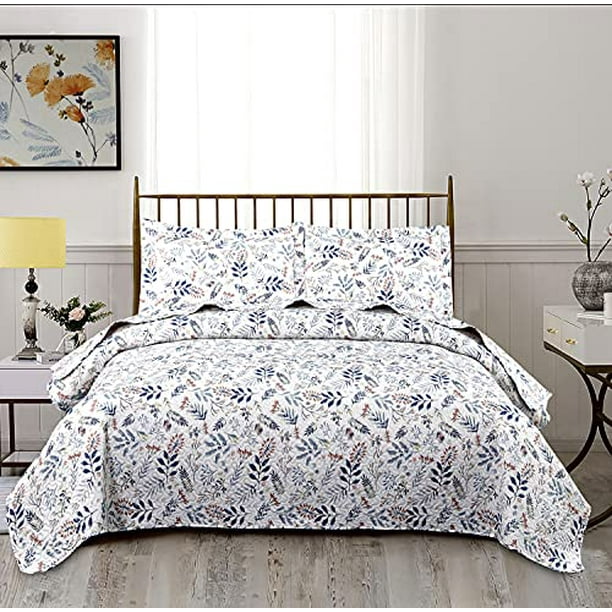 Fl Quilts Set Lightweight Home Summer Bedspreads Twin Size 3pcs Country Rustic Flowers Bedding Botanical Plant Reversible Print Coverlets Microfiber Bed Cover 1 Quilt 2 Pillow Shams Com Fl Quilts Set Lightweight Home, Lightweight Summer Bed Quilts