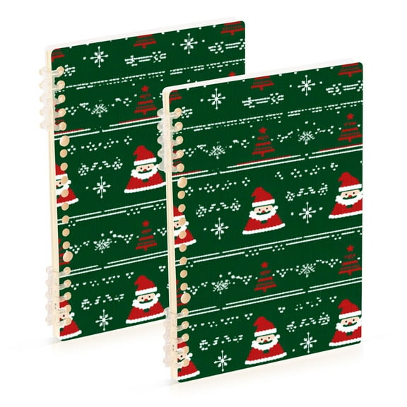 FORMRS 1-Subject Spiral Notebook 8" x 5" College Ruled 60 Refillable Sheet, 2 Pack, Green Christmas Trees