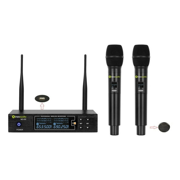 Microfóno Inalámbrico INOVAUDIO MD-202 2 microfóno de mano