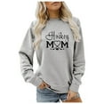 thumbnail image 2 of Arlun Hockey Mom Sweatshirts for Women Fashion Crewneck Loose Fit Long Sleeve Pullover Tops Ladies Casual Letter Printed Comfortable Fall Winter Sweatshirts Grey S, 2 of 4