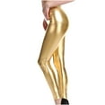 thumbnail image 5 of XuJwPNcy Womens Metallic Shiny Stretch Leggings Elastic High Waist Skinny Leather PU Pants Trousers Clubwear for Women Womens Clothes, 5 of 6