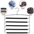 thumbnail image 4 of Multi Pants Trousers Hangers Smart Closet Saver Pack of 4 – Heavy-Duty Chrome Steel 360° Swivel Hook, Space Saving Multiple Trouser Slack Pant Hanger 5 Tier for Wardrobe Organization, 4 of 5
