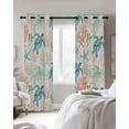 thumbnail image 3 of Teal Sea Turtle Starfish Blackout Curtains for Bedroom Living Room, Summer Beach Coral Shell Retro 90 In Long Thermal Insulated Room Darkening Drapes Grommet Window Treatments, 52 x 90 In, 3 of 9