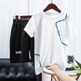 thumbnail image 3 of Karoyedx Boys Athletic Clothes Boys Athletic Shorts and Performance T-Shirt Crew Neck Boy Clothes Set Summer Kids Outfit White Size,5-6 Years, 3 of 3