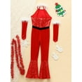 thumbnail image 6 of iiniim Girls Christmas Dance Performance Kids Xmas Party Show Jumpsuit Leotard  with Arm Sleeve Red 8, 6 of 7
