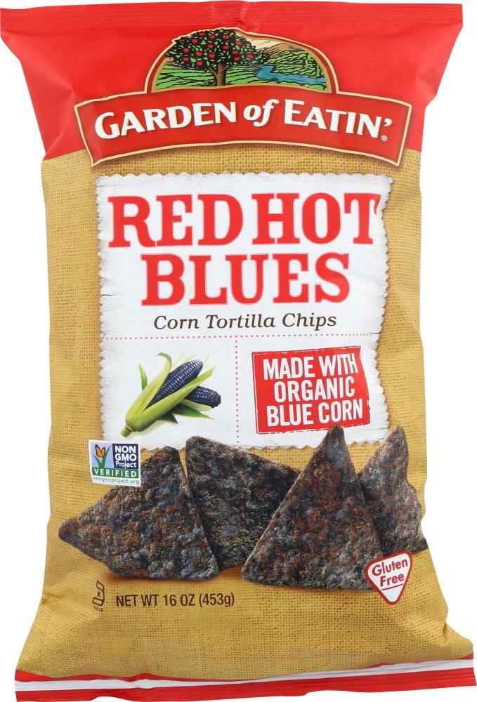 Garden Of Eatin Organic Red Hot Blues Blue Corn Tortilla Chips, 16 oz (Pack of 12)