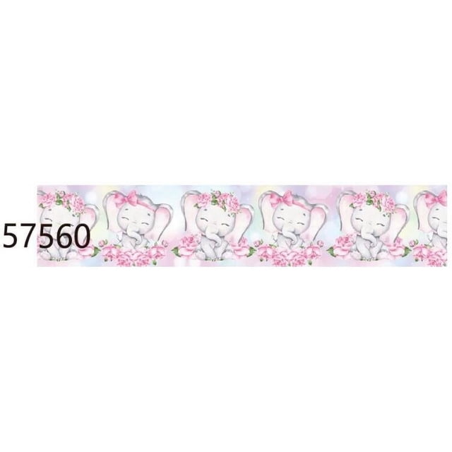 10Yards Animal Ribbons Printed Baby Elephant with Flower Grosgrain Ribbon DIY for Bows Crafts Gifts Packing Jiayi