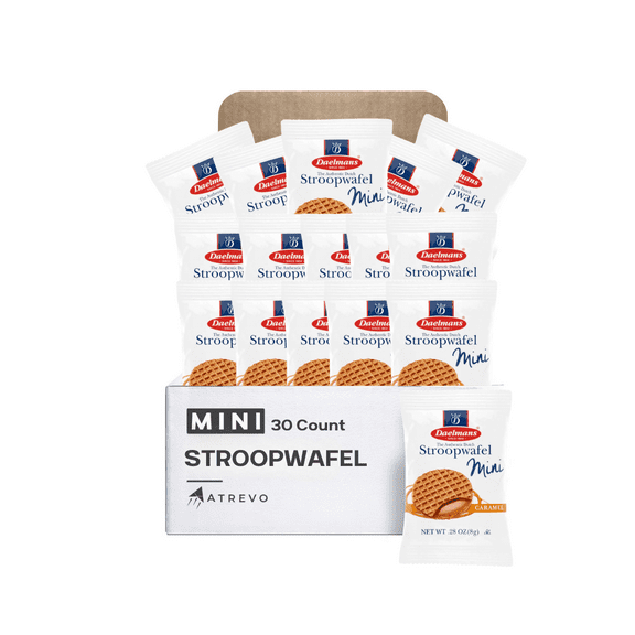 Stroopwafel Caramel Mini 30 Count. The Original Dutch Waffle Cookies. Individually Wrapped for Freshness, Made in Holland (0.28 Oz).