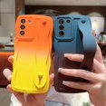 thumbnail image 3 of Compatible with Samsung Galaxy S21 FE 5G 6.4" Case for Women Men, Cute S21 FE Phone Case with Strap Wristband Kickstand Camera Lens Protect Gradient Wave Soft Silicone Cover (Orange Yellow), 3 of 10