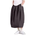 thumbnail image 7 of Miluxas Girl's Midi Skirt with Pockets Casual Flowy Swing Elastic High Waist A-Line Long Boho Skirts Gray 9-10 Years, 7 of 7