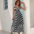 thumbnail image 5 of Modern Minimalist Dazzle Black And White Stripes Dress Fashion Boho Beach Long Dresses Female Party Printed Maxi Dress, 5 of 9