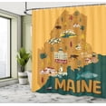 thumbnail image 4 of Ambesonne Moose Shower Curtain, Maine Map with Attractions, 69"Wx75"L, Pale Orange and Forest Green, 4 of 4