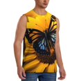 thumbnail image 2 of Haiem Men's Butterfly On Sunflower Print Tank Tops Summer Sleeveless Cut Off Workout T-Shirts Fitness Vest Athletic Undershirts-Large, 2 of 8