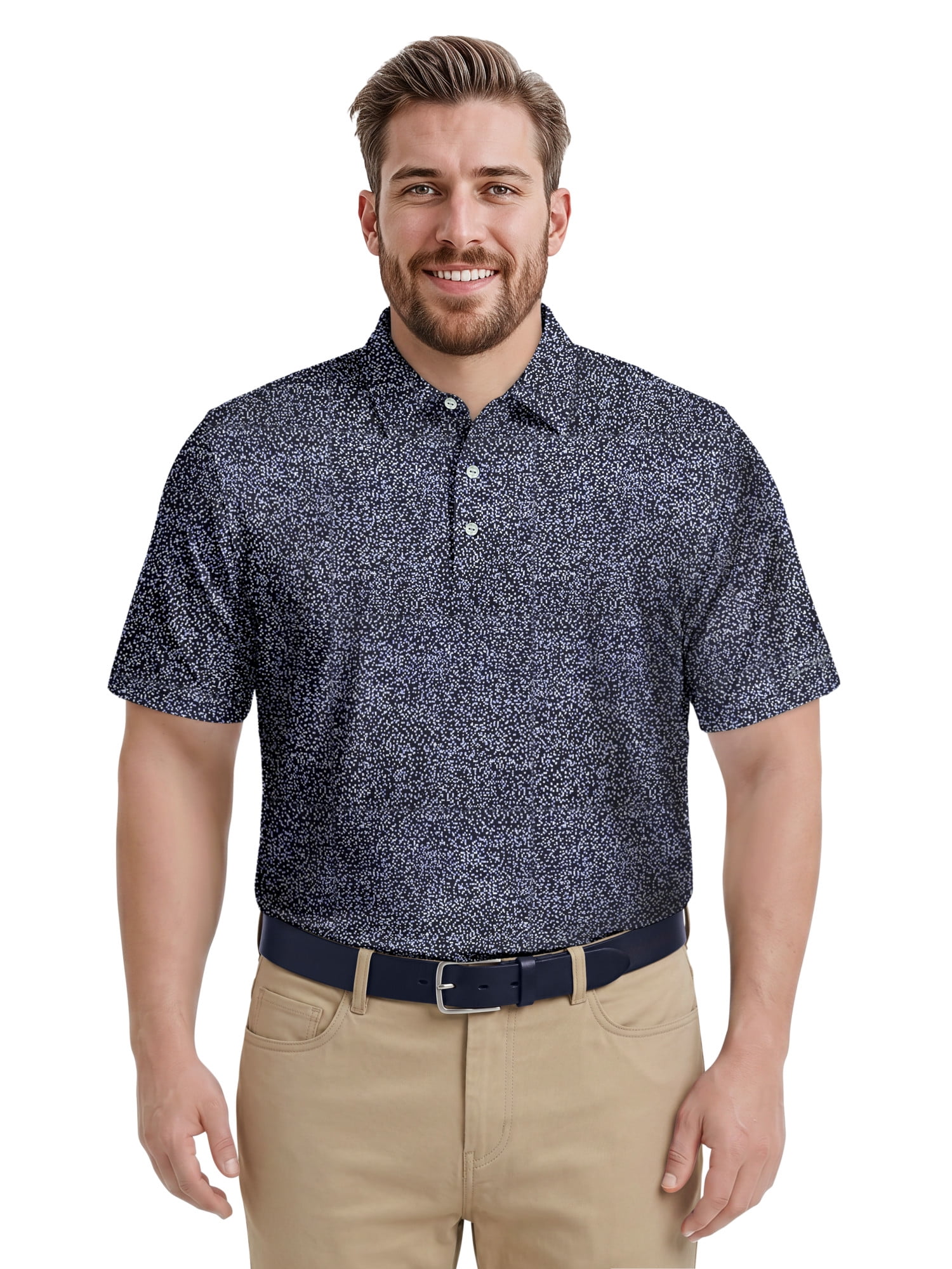 Ben Hogan Performance Men’s & Big Men's All-Over Micro-Confetti Short Sleeve Golf Polo Shirt, Sizes S-4XLT