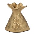 thumbnail image 6 of Modern Metal Money Bag Sculpture for Home Decor Accent - Ornaments for Bathroom, Office, and Living Room Styling - Sculptural Figurine for Shelf or Coffee Table Display - 8", Gold & Metallic, 6 of 14