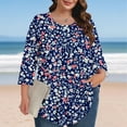 thumbnail image 2 of 3/4 Sleeve Tops for Women Summer Sale Women's Plus Size Solid Color Gradient European T-Shirt Home Casual with Three Quarter Sleeves Round Neck Top/shirt, 2 of 7