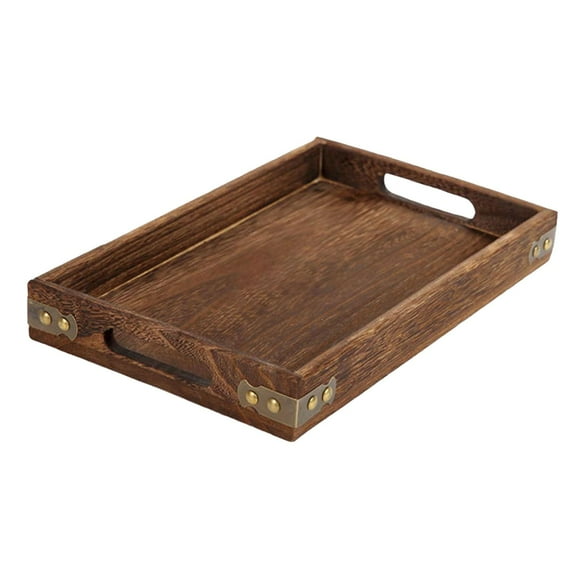 Bandeja de madera para servir, bandeja decorativa para aperitivos y refrigerios. 36x24x4cm