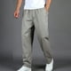 thumbnail image 1 of Pantalones cargo de longitud completa para hombre, deportivos, informales, con bolsillo, cordón y cremallera, color liso, cintura elástica, 1 of 6