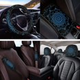 thumbnail image 4 of Yuyamidu Blue Car Seat Covers Full Set of 14 Fashion Steering Wheel Cover Boho Mandala Flower Center Console Cover Seat Belt Covers Head Rest Covers Cup Coasters Key Chain, 4 of 7