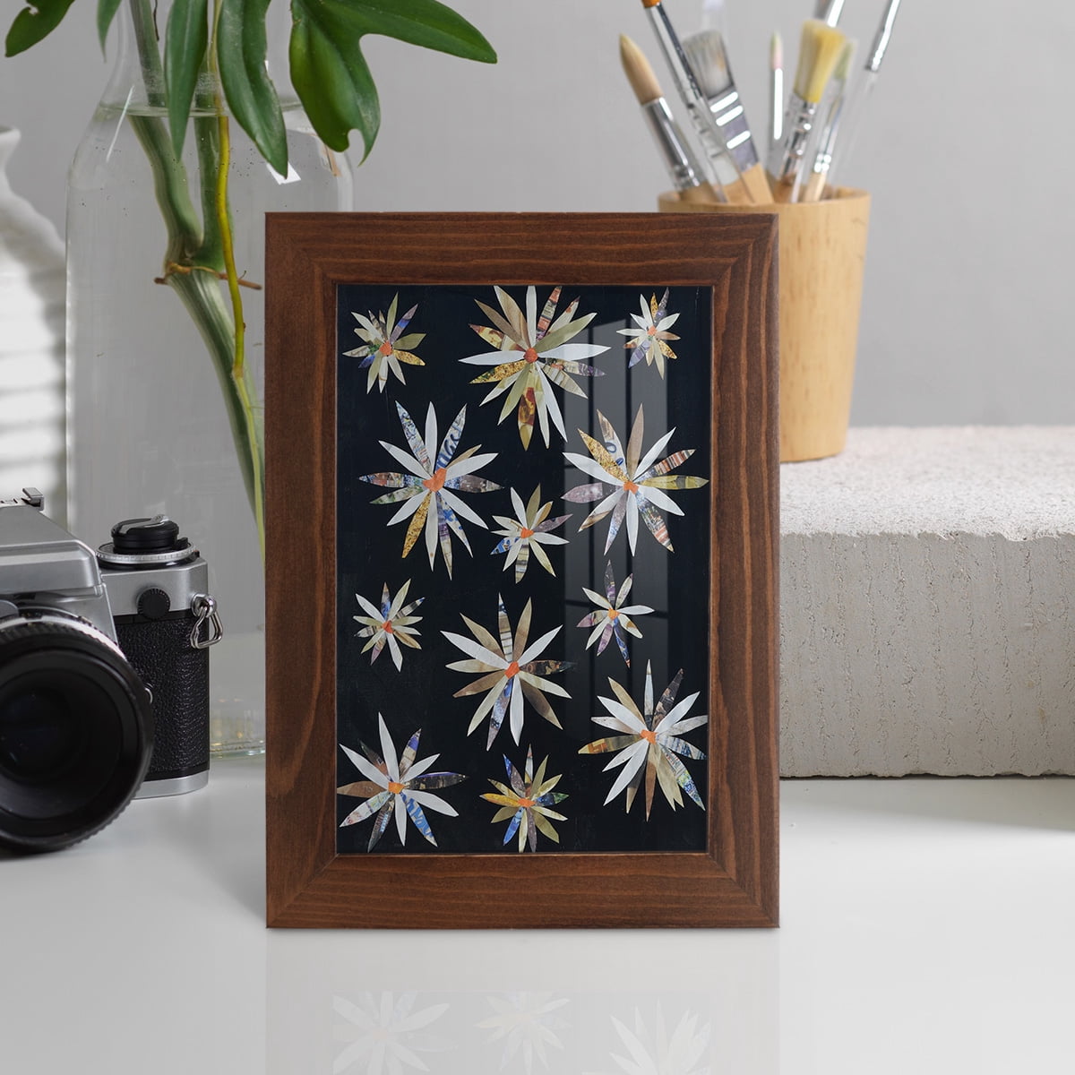 Starburst Too I - Framed Print w/glass - Chestnut
