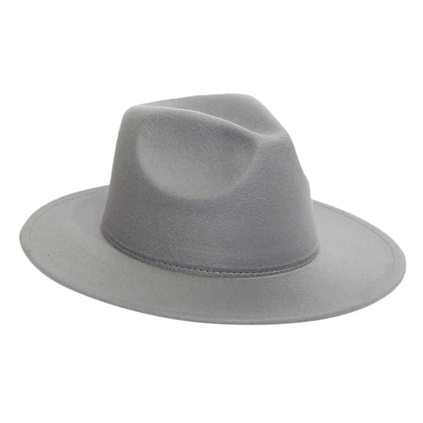 ¡Rebaja! Sombrero Fdelink de fieltro de lana plegable para mujer, sombrero panamá de ala ancha (gris)