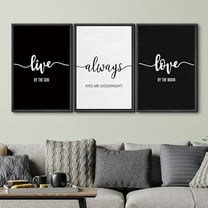 PixonSign Framed Wall Art Print Set Keep Smiling Word Art Inspirational Motivation Typography Modern Art Chic Expressive Cool Black and White for Living Room, Bedroom, Office - 24"x36"x3 Black