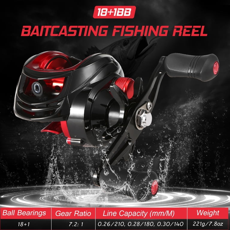 baitcasting reel with 6 ball bearings PISCIFUN CHAOS XS 6000 Blue Round  Trophy Cat Tackle 0.28 / 180 Exbert Baitcaster Reel 18+1bb Ball