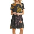 thumbnail image 1 of Vestidos estampados de playa con cuello redondo y manga corta informales de moda de verano para mujer Pompotops ghjkhdj14100, 1 of 9