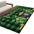 thumbnail image 2 of Area Rug for Living Room, St. Patrick's Day Non-Slip Indoor Large Carpet for Bedroom/Dining Room, Spring Lucky Shamrocks Green Gnomes Plaid Washable Low-Profile Floor Mat Runner Rugs - 2.7 x 5 Ft, 2 of 7