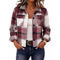 thumbnail image 2 of Yifymode Cropped Jacket Women Fall Outwear Button Down Plaid Trendy Cropped | Plaid Jacket Women, Gingham Shackets Coats Petite, Fashion, 2 of 9
