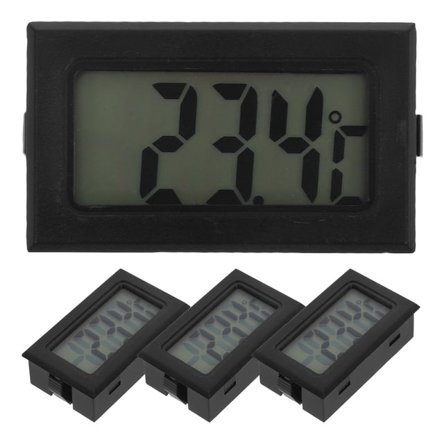 OUNONA 4Pcs Black Digital Temperature Gauge with Compact Design for Home Reptile Room and Greenhouse Use