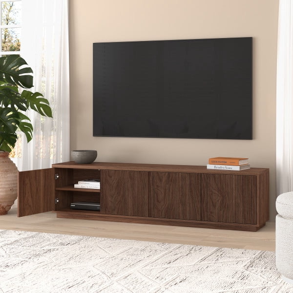 Hanson Rectangular TV Stand for TV's up to 85" in Satin Walnut