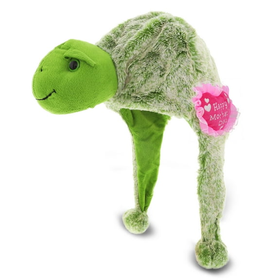 DolliBu Happy Mother's Day Super Soft Sea Turtle Plush Hat - Cute Stuffed Animal with Pink Heart Message for Best Mommy, Grandma, Wife, Daughter - Cute Sea Life Plush Toy Gift - 17" Inches