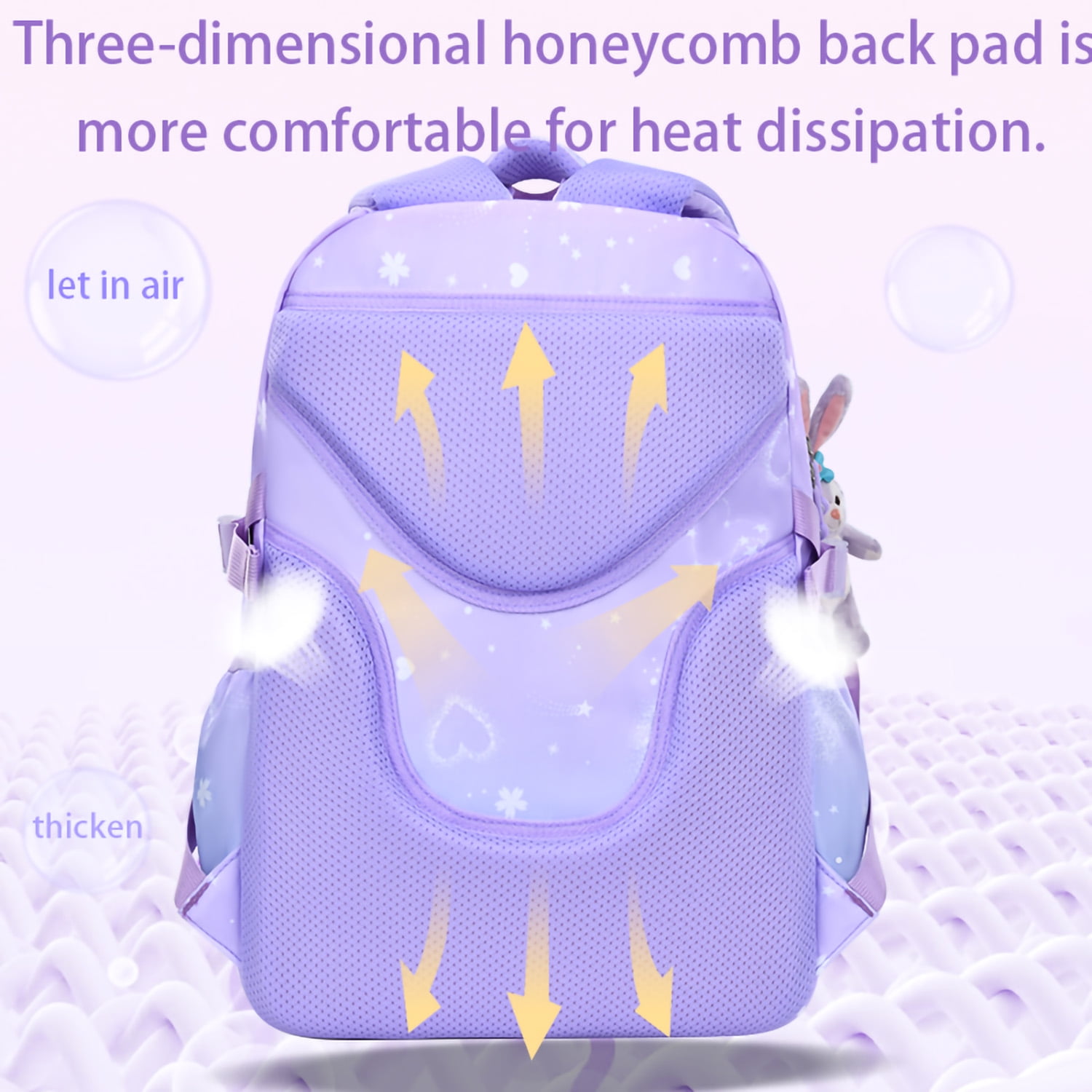 Kivdit School Backpack for Girls,Luminous School Bag for Kids Teens,Large Capacity Bookbag,Purple