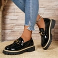 thumbnail image 6 of SYMOID Womens Black Chunky Platform Loafers - Slip-on Patent Pu Shoes with Metal Horsebit Detail, Round Toe, Wide Size 36-43 for Daily Casual Office Wear,Size 40, 6 of 8