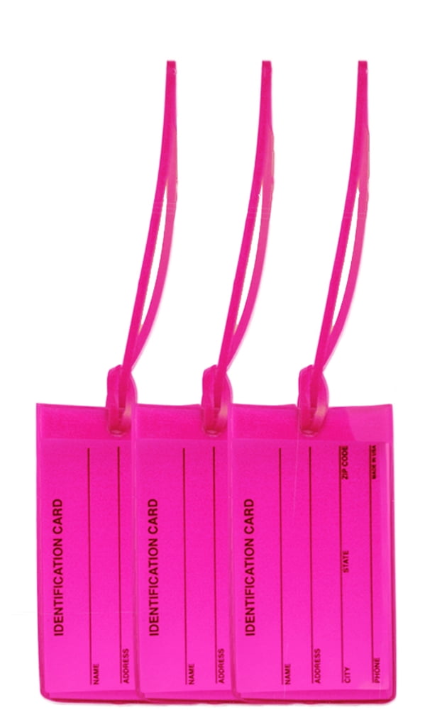 NPGDCP Luggage Tags 3 Pink Jelly Tags High Visibility make it easy