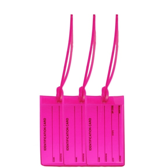 Luggage Tags 3 Pink Jelly Tags | High Visibility make it easy to spot bags | Made in USA