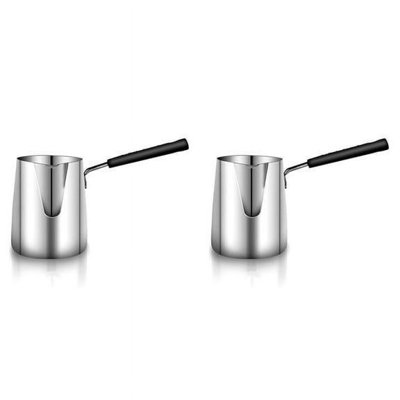 2X Stainless Steel Butter and Coffee Warmer,Turkish Coffee Pot,Mini Butter Melting Pot and Milk Pot with Spout -(350ML)