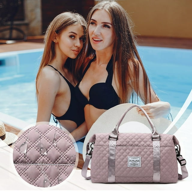Bolsa de lona grande para mujer | Bolsa impermeable de 24,5 L para gimnasio y viajes con bolsillo impermeable y neceser | Equipaje de mano para deportes, yoga y escapadas de fin de semana