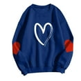 thumbnail image 4 of Htigea Womens Crewneck Pullover Tops Heart Graphic Sweatshirts Thin Fleece Long Sleeve Sweatshirt Blue L, 4 of 5